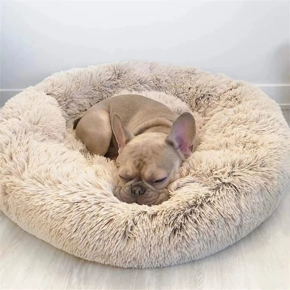 Round Large Dog Bed Winter Warm Plush Dog Bed for Medium Dog House Sleeping Dog Kennel Removable Small Cat Sofa Accessories