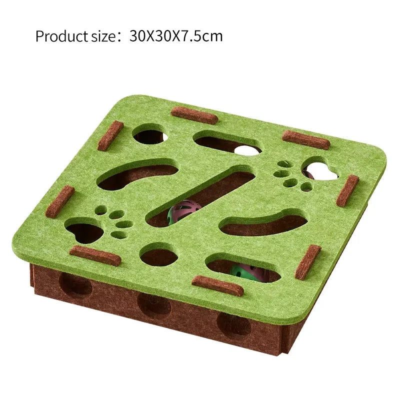 Pet Cat Entertainment Maze Ball-Digging Toy, Self-Entertainment Artifact, Claw-Sharpening Toy, Felt Cat Teaser Box, Bell Ball
