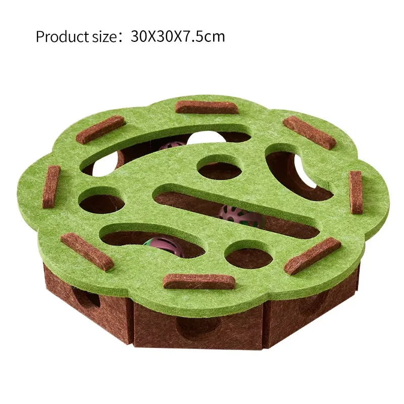 Pet Cat Entertainment Maze Ball-Digging Toy, Self-Entertainment Artifact, Claw-Sharpening Toy, Felt Cat Teaser Box, Bell Ball