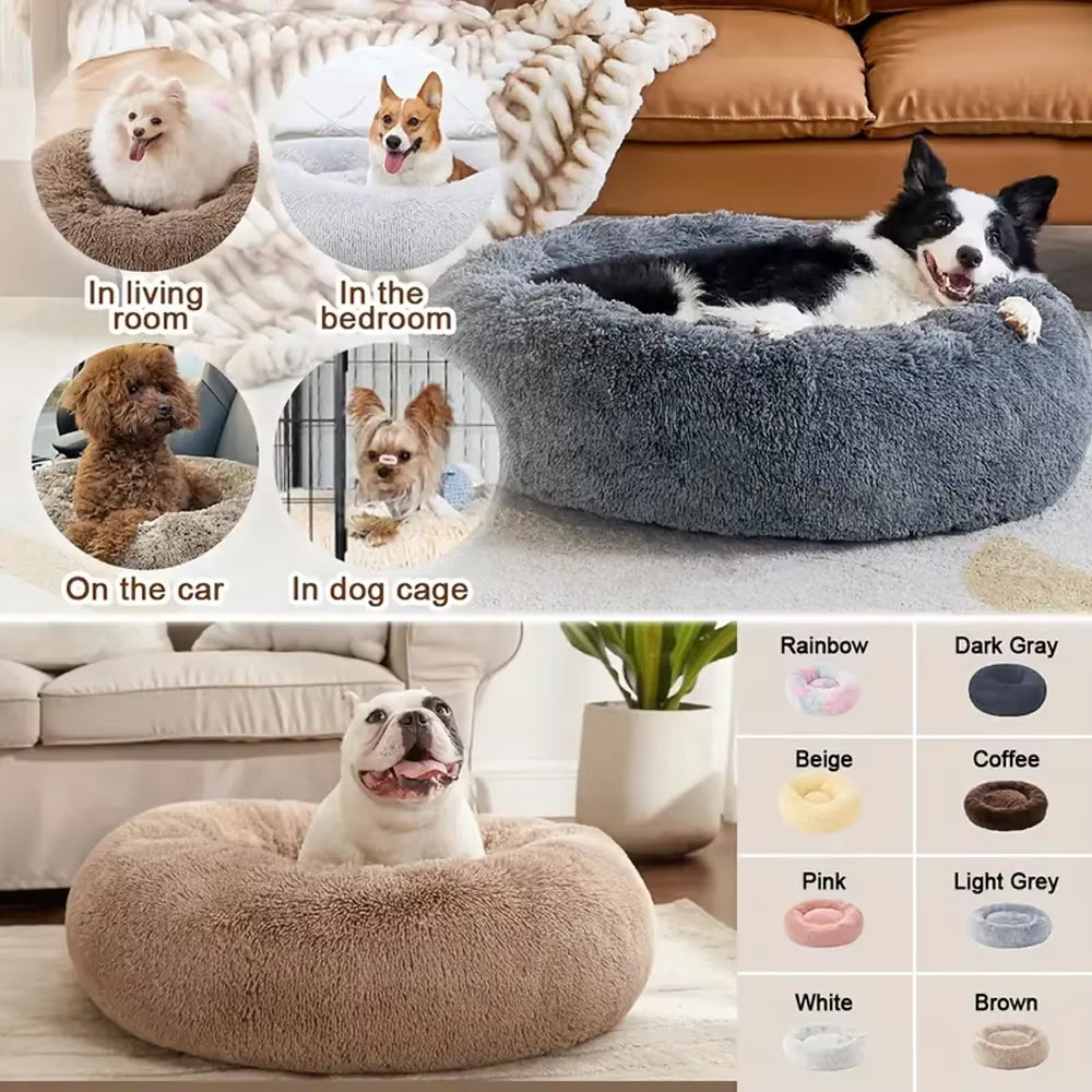 Round Large Dog Bed Winter Warm Plush Dog Bed for Medium Dog House Sleeping Dog Kennel Removable Small Cat Sofa Accessories