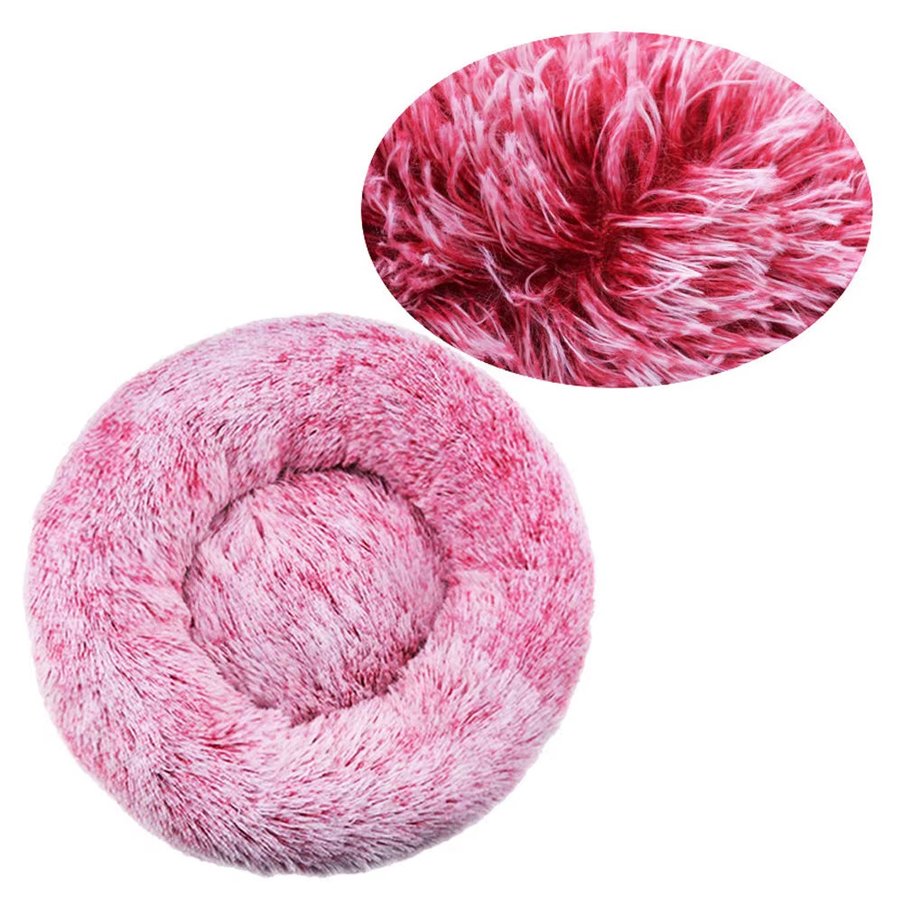 Round Large Dog Bed Winter Warm Plush Dog Bed for Medium Dog House Sleeping Dog Kennel Removable Small Cat Sofa Accessories