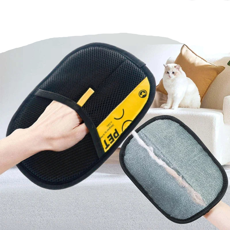 Pet Hair Remover Gloves Electrostatic for Cats Dogs, Reusable Washable Grooming Glove with 2-In-1 Lint Roller Brush - Safe Non-T