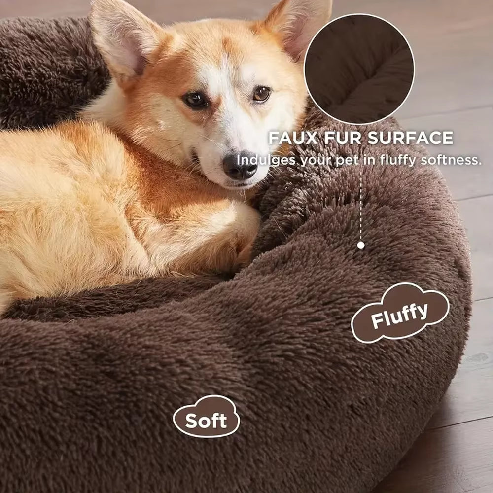 Round Large Dog Bed Winter Warm Plush Dog Bed for Medium Dog House Sleeping Dog Kennel Removable Small Cat Sofa Accessories