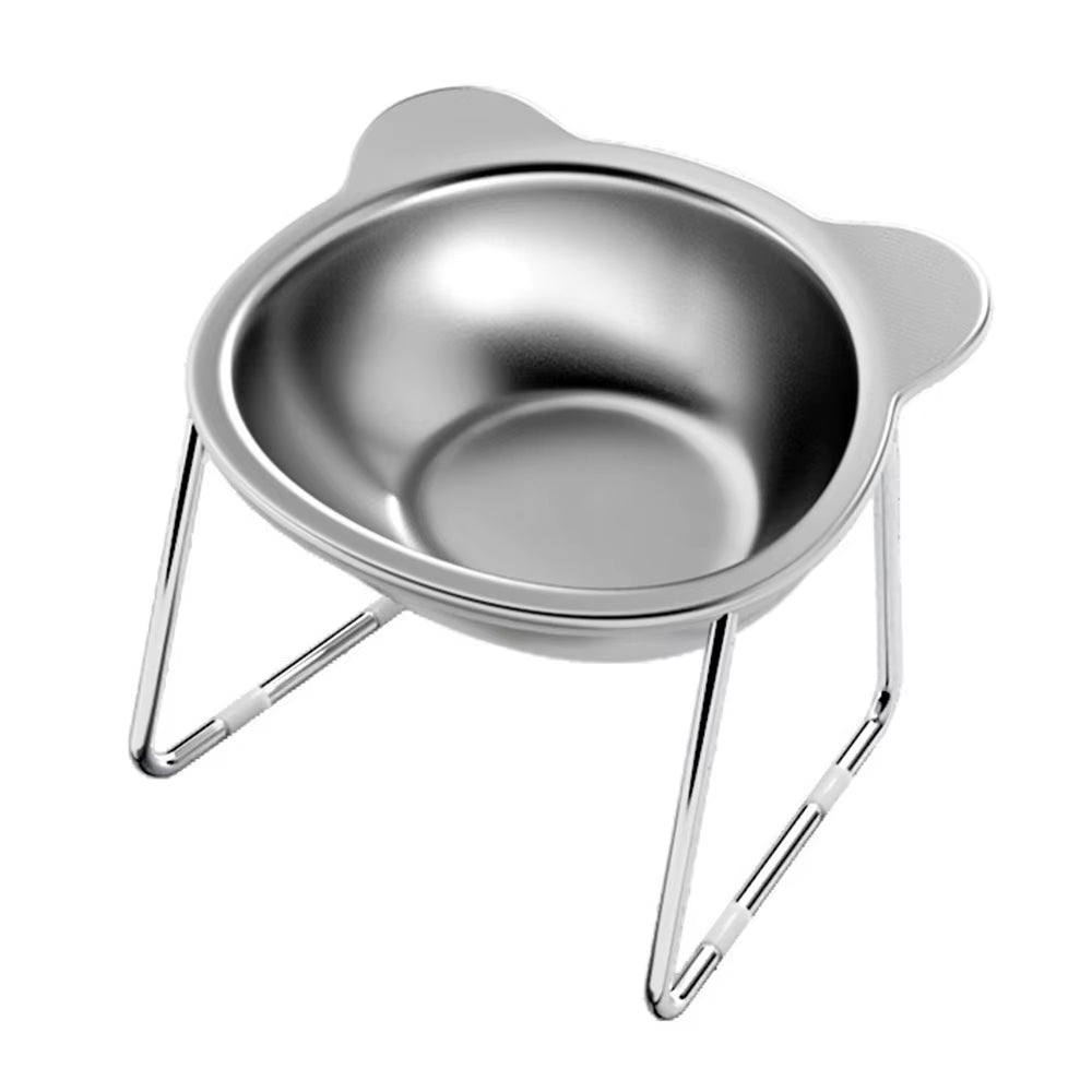Raised Cat Bowls Tilted Neck Guard Cat Food Bowl 304 Stainless Steel Shatter-Resistant Elevated 15° Pet Supplies for Puppy Cat