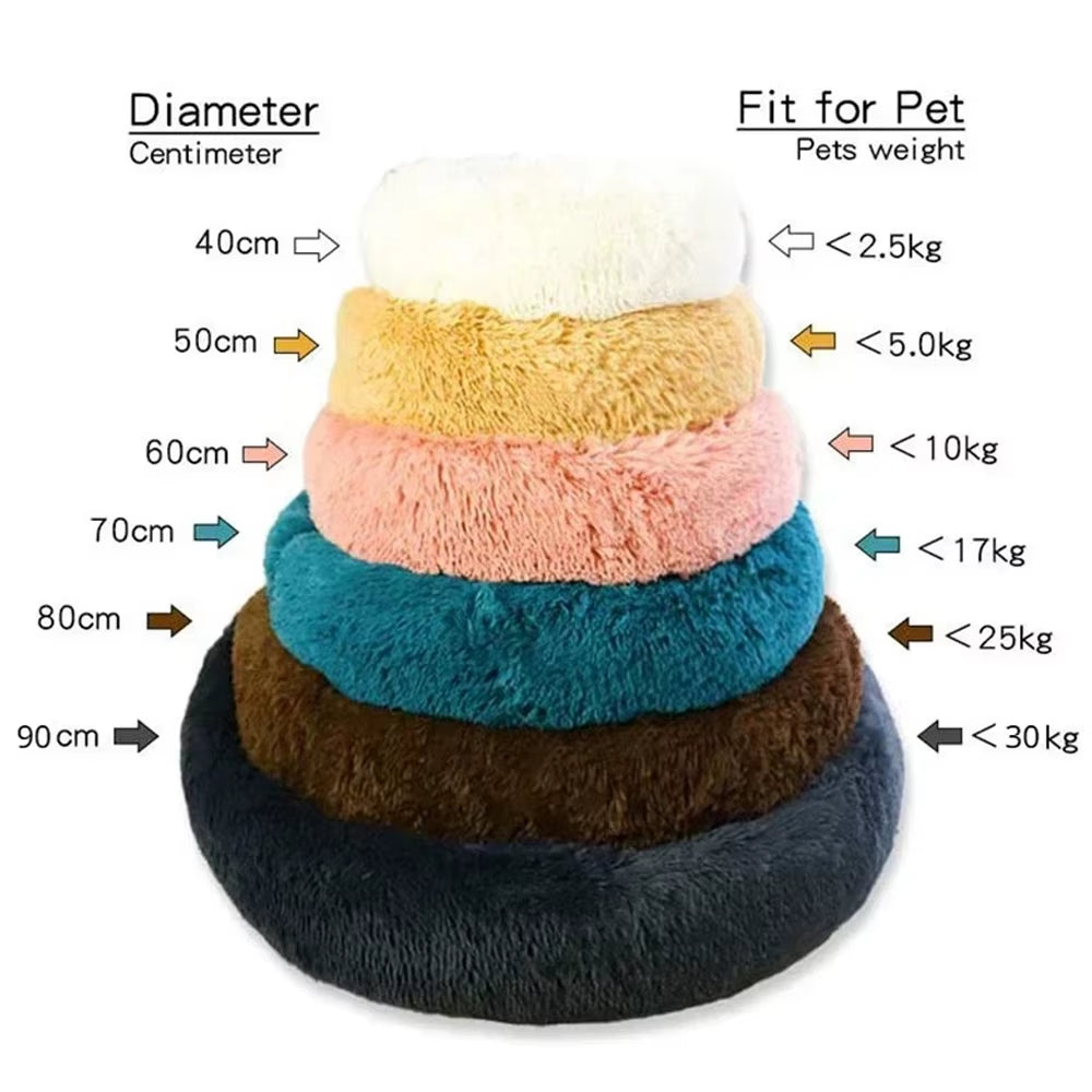 Round Large Dog Bed Winter Warm Plush Dog Bed for Medium Dog House Sleeping Dog Kennel Removable Small Cat Sofa Accessories