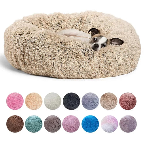 Round Large Dog Bed Winter Warm Plush Dog Bed for Medium Dog House Sleeping Dog Kennel Removable Small Cat Sofa Accessories