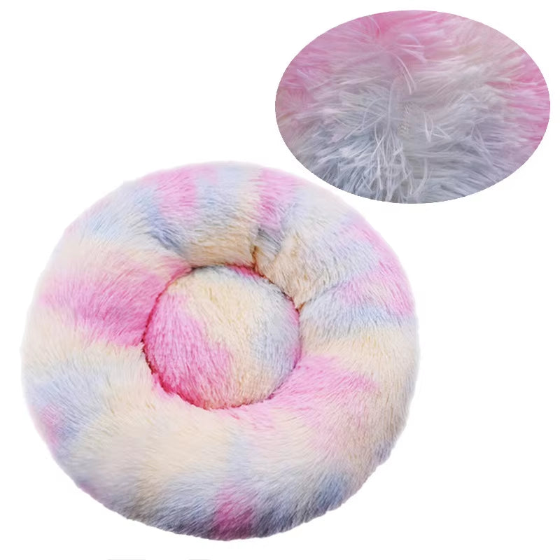 Round Large Dog Bed Winter Warm Plush Dog Bed for Medium Dog House Sleeping Dog Kennel Removable Small Cat Sofa Accessories